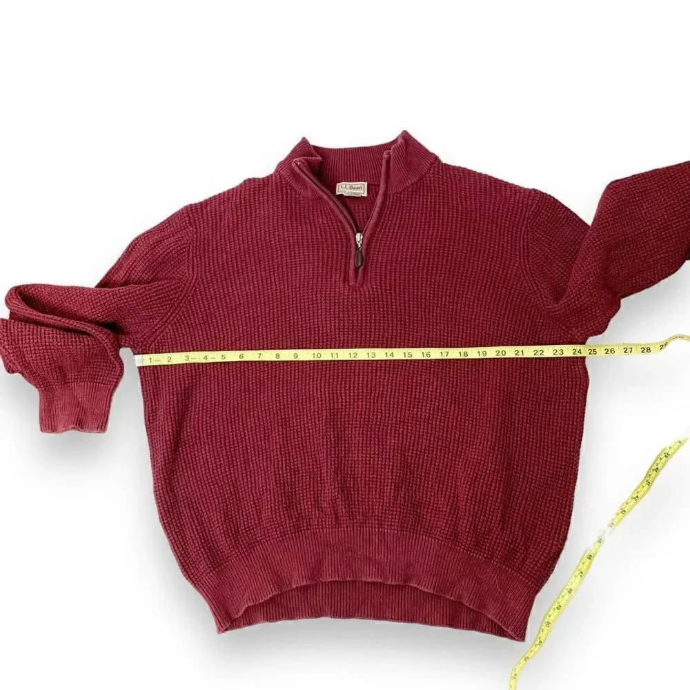 L.L. Bean Menswear Wicked Soft Cotton/Cashmere Waffle Knit 1/2 Zip Sweater Siz L